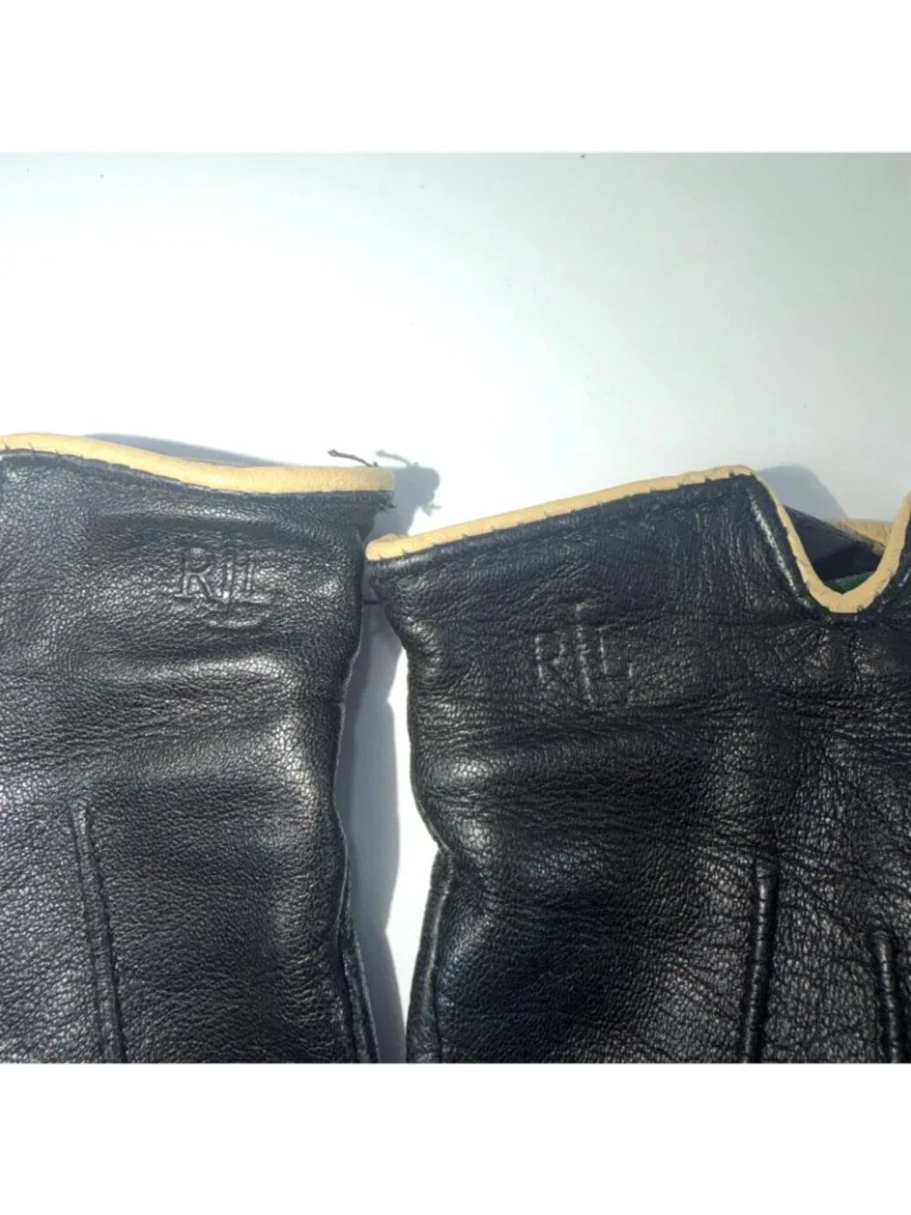 Lauren Ralph Lauren Women's Medium Black Genuine Leather Gloves Classic